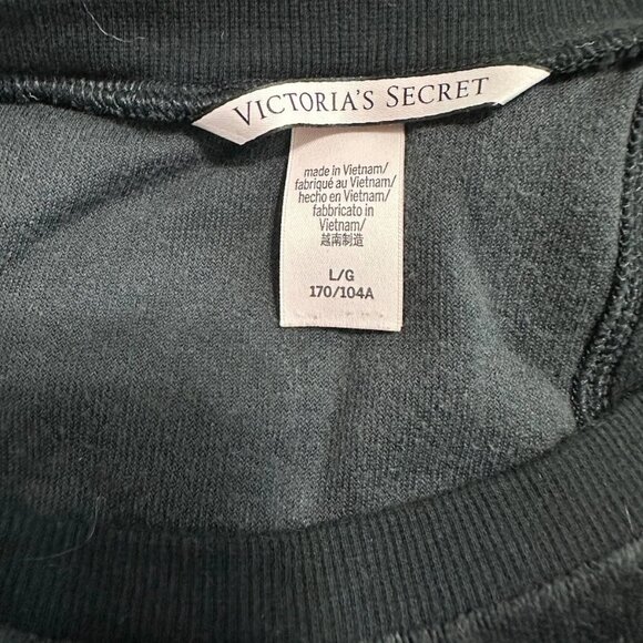 Victoria Secret Black Velvet Feel with Slit Open Back Sweatshirt Pullover Size L - Picture 7 of 8